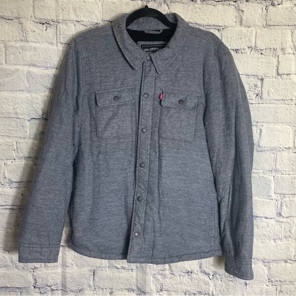 Levi's Men's Sherpa Fleece Lined Full Zip Soft Shirt Jacket Shacket Grey Small - Picture 6 of 16
